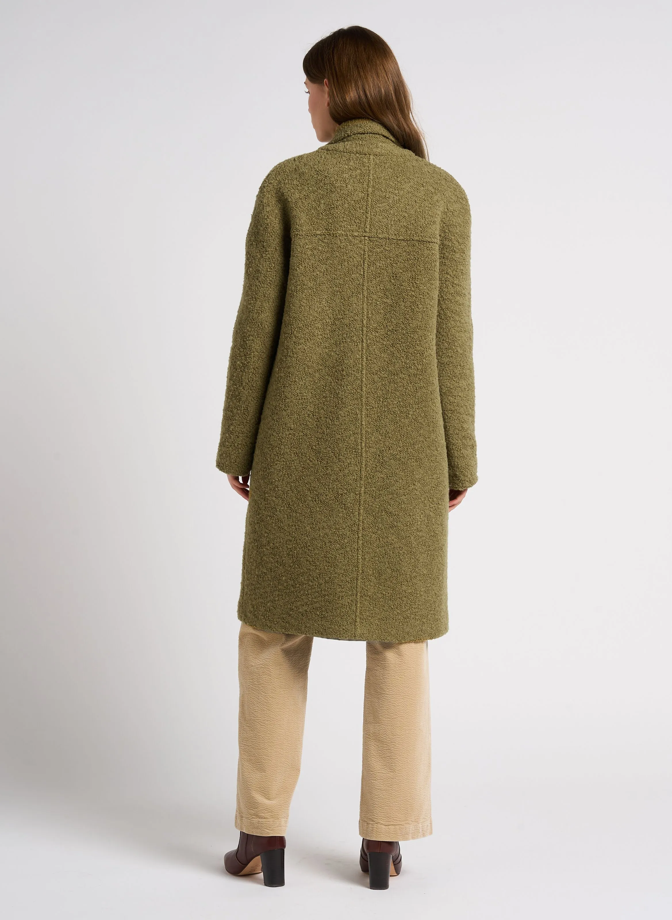 Pantalón recto de algodón mezclado en beige