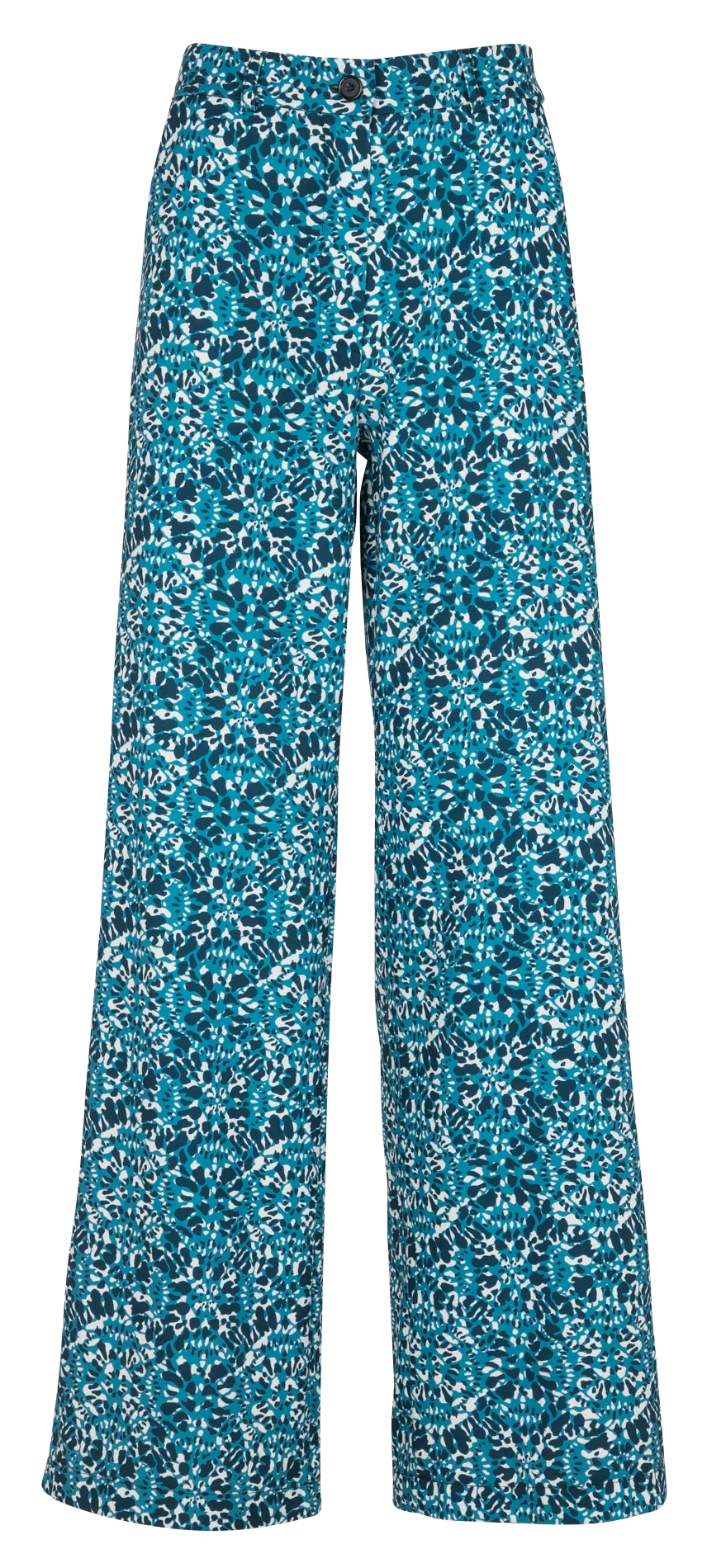 Pantalón recto estampado de talle alto en azul