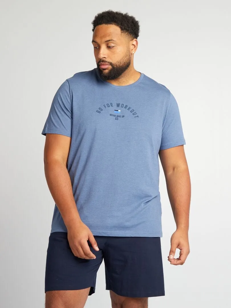 PIJAMA CORTO  CAMISETA + SHORT  2 PIEZAS  AZUL