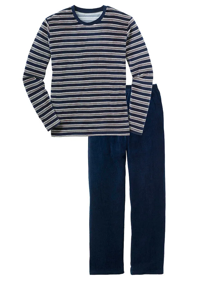 PIJAMA DE FELPA AZUL MARINO GRIS