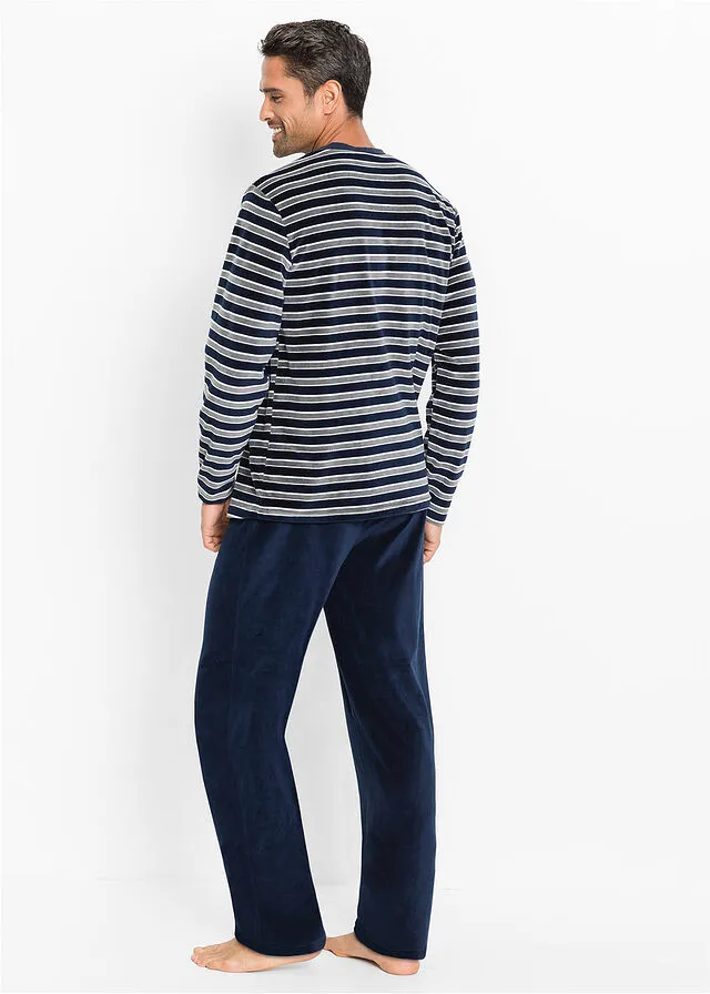 PIJAMA DE FELPA AZUL MARINO GRIS