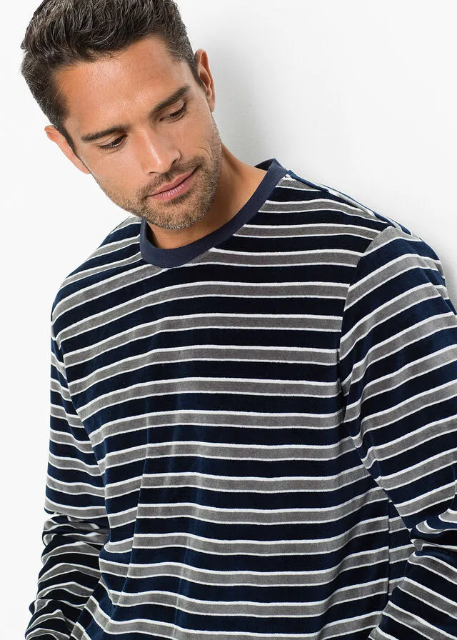 PIJAMA DE FELPA AZUL MARINO GRIS