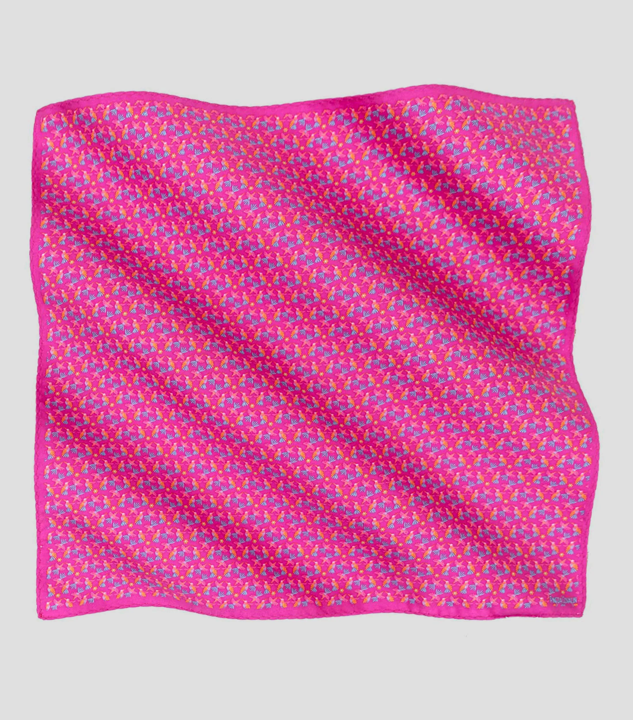 Pineda Covalin Pañuelo en Seda con Colibrís Fucsia Hombre