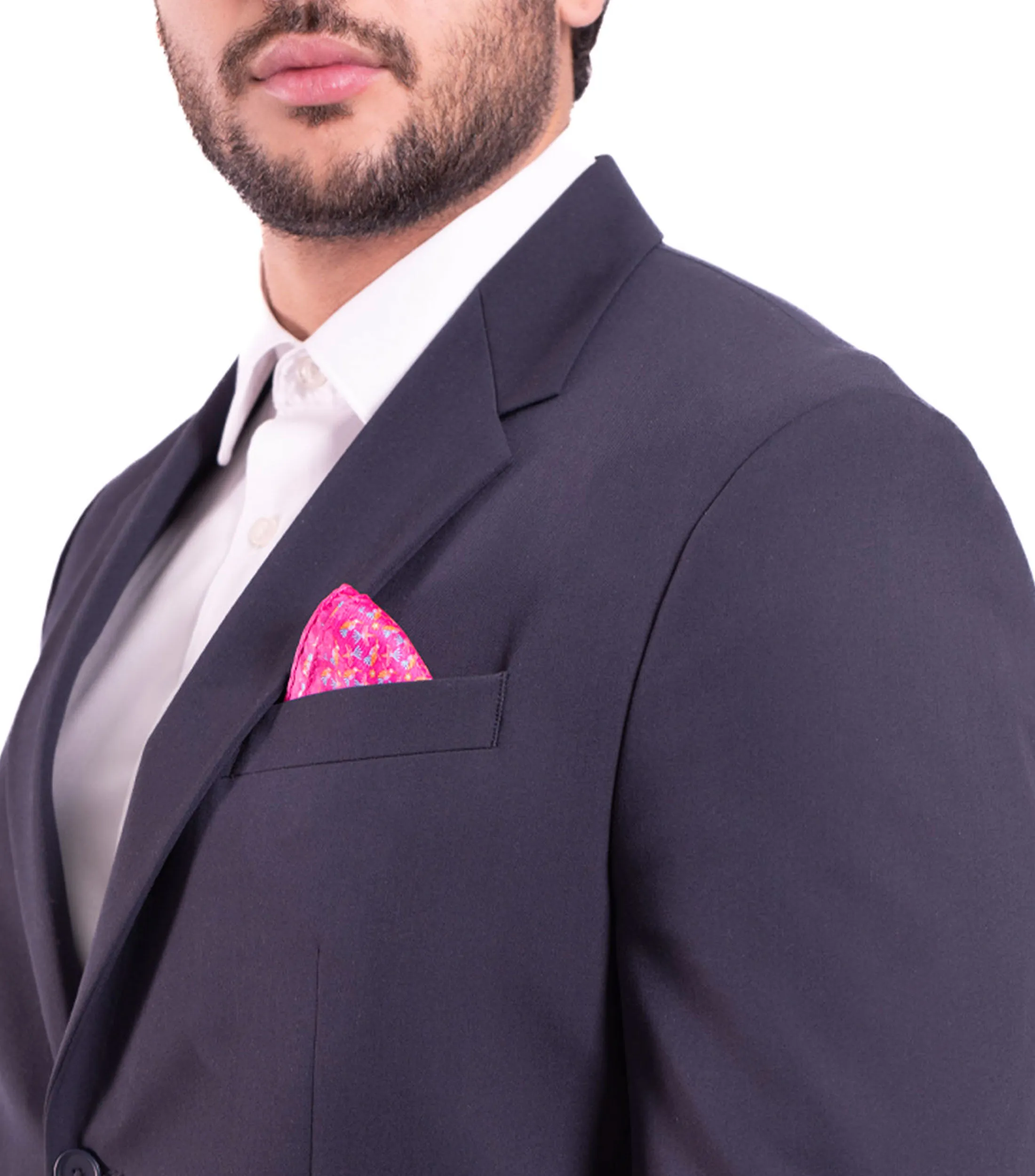 Pineda Covalin Pañuelo en Seda con Colibrís Fucsia Hombre