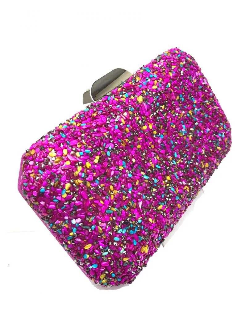 PRECIOSOS BOLSOS DE FIESTA BUGAMBILIAS Y FUCSIAS CON PEDRERIA