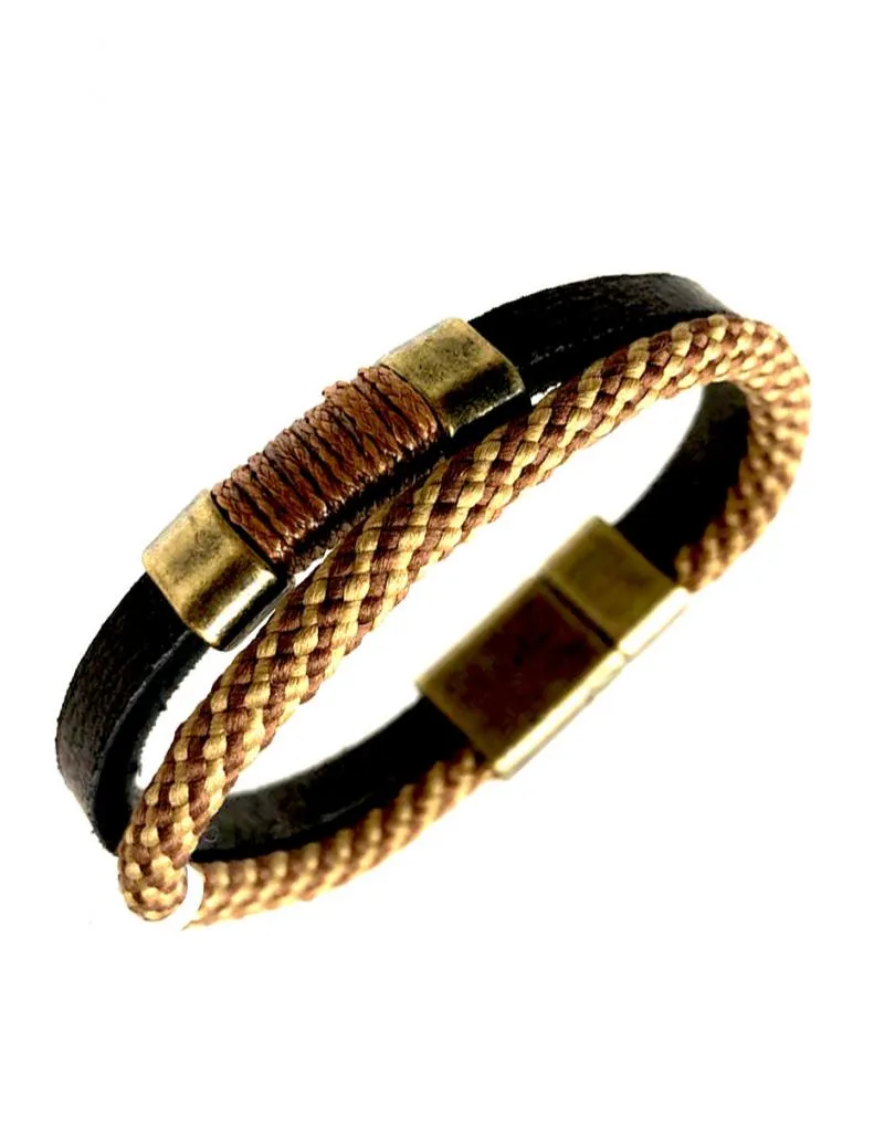 PULSERAS BONITAS PARA HOMBRE MARRONES DOBLES DE PIEL