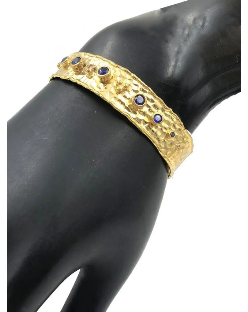 PULSERAS DORADAS CON PEDRERIA AZULONA PERFECTA PARA BODAS