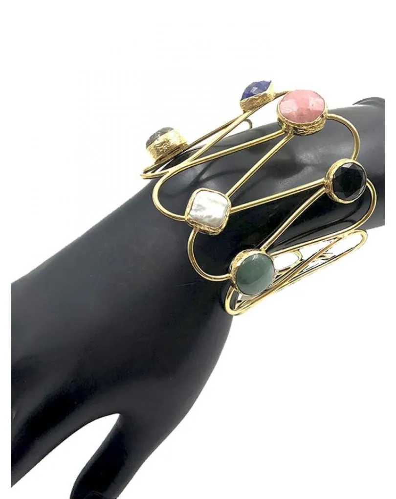 PULSERAS DORADAS CON PEDRERIA DE COLORES PARA BODAS