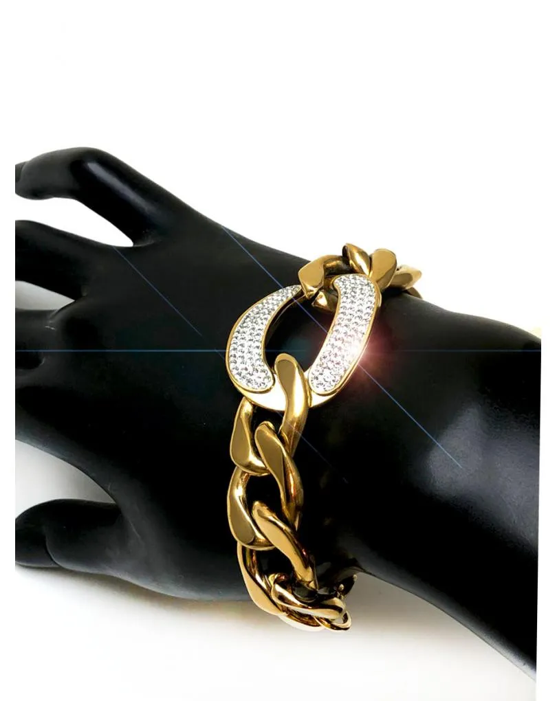 PULSERAS DORADAS DE MODA DECORADAS EN CRISTAL BRILLO