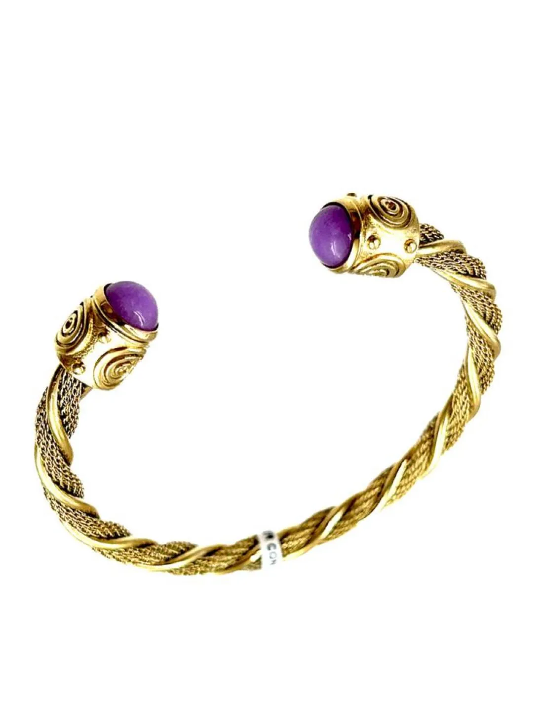 PULSERAS DORADAS PARA MUJER CON PIEDRAS MORADAS CLARO
