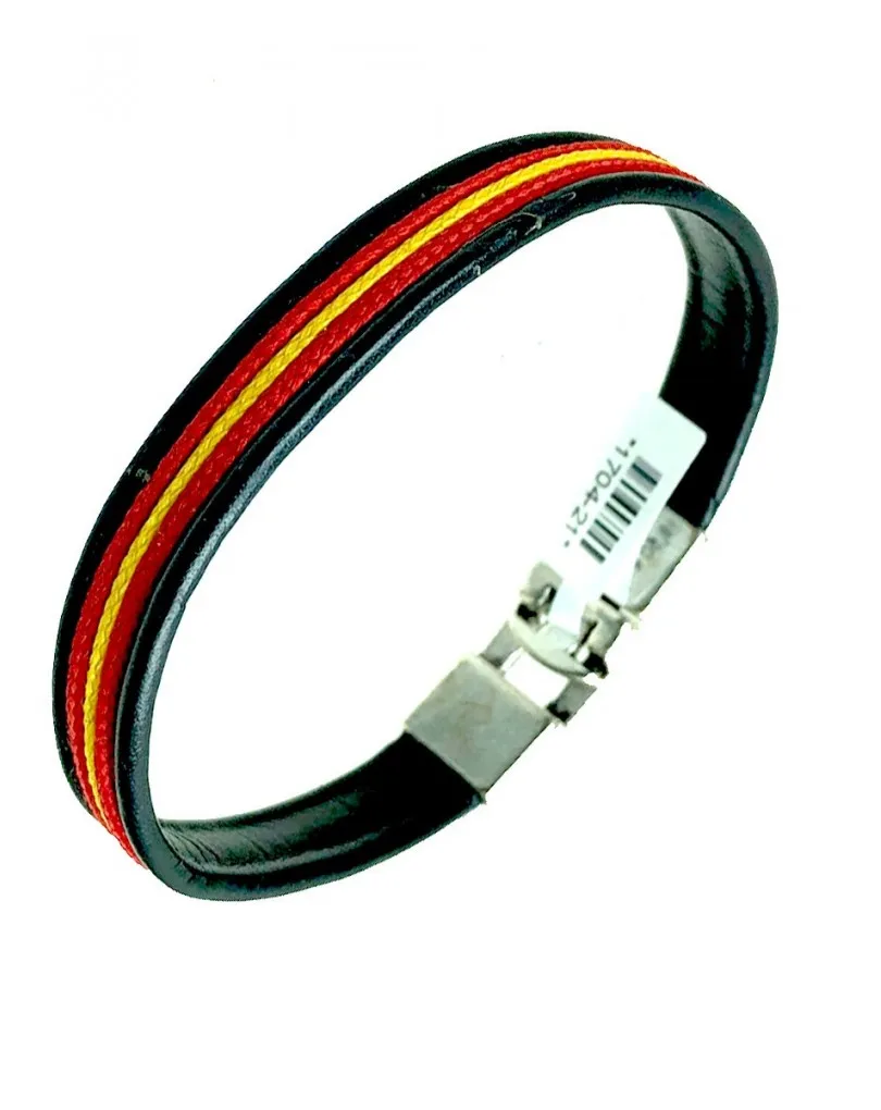 PULSERAS HOMBRE DE CUERO CON LA BANDERA DE ESPAÑA