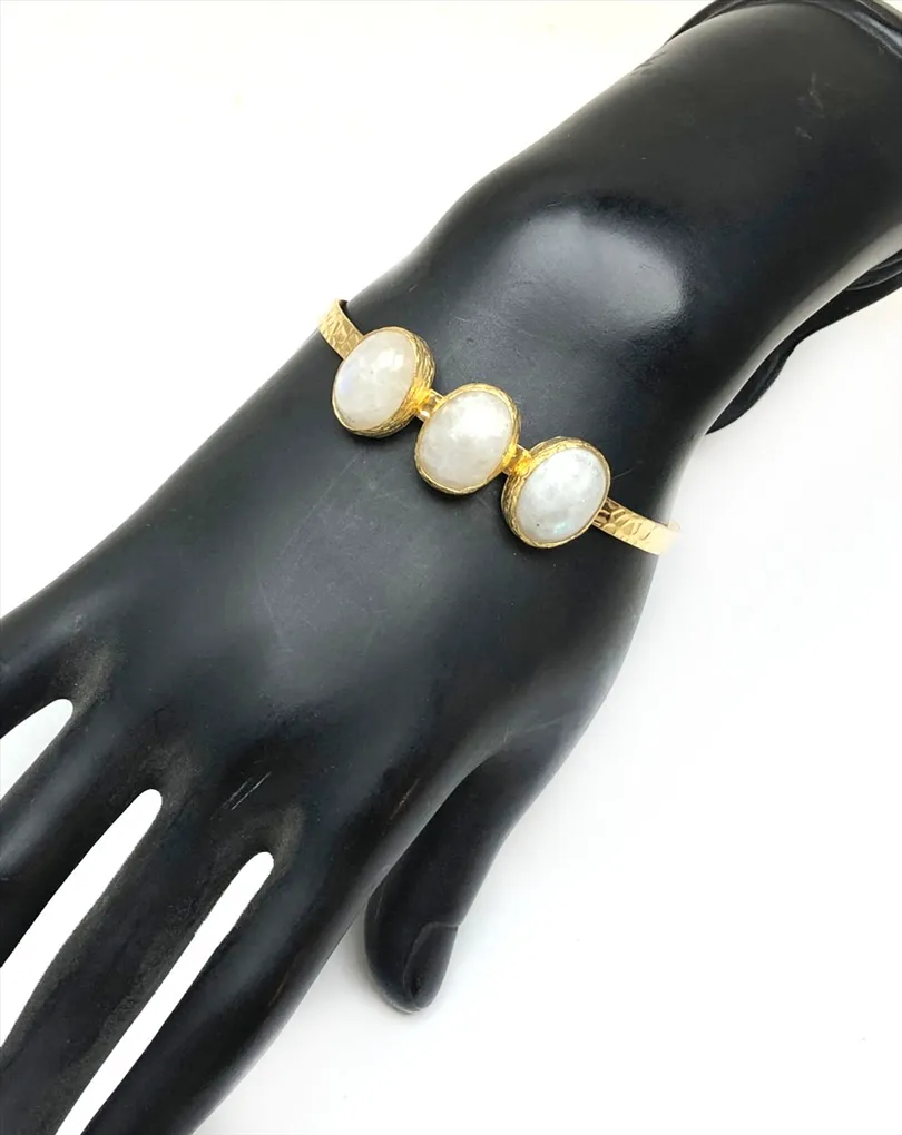 PULSERAS MUJER DORADAS CON PIEDRA LUNA  ALTA BISUTERIA ONLINE
