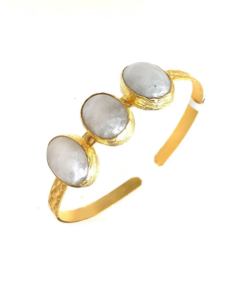 PULSERAS MUJER DORADAS CON PIEDRA LUNA  ALTA BISUTERIA ONLINE