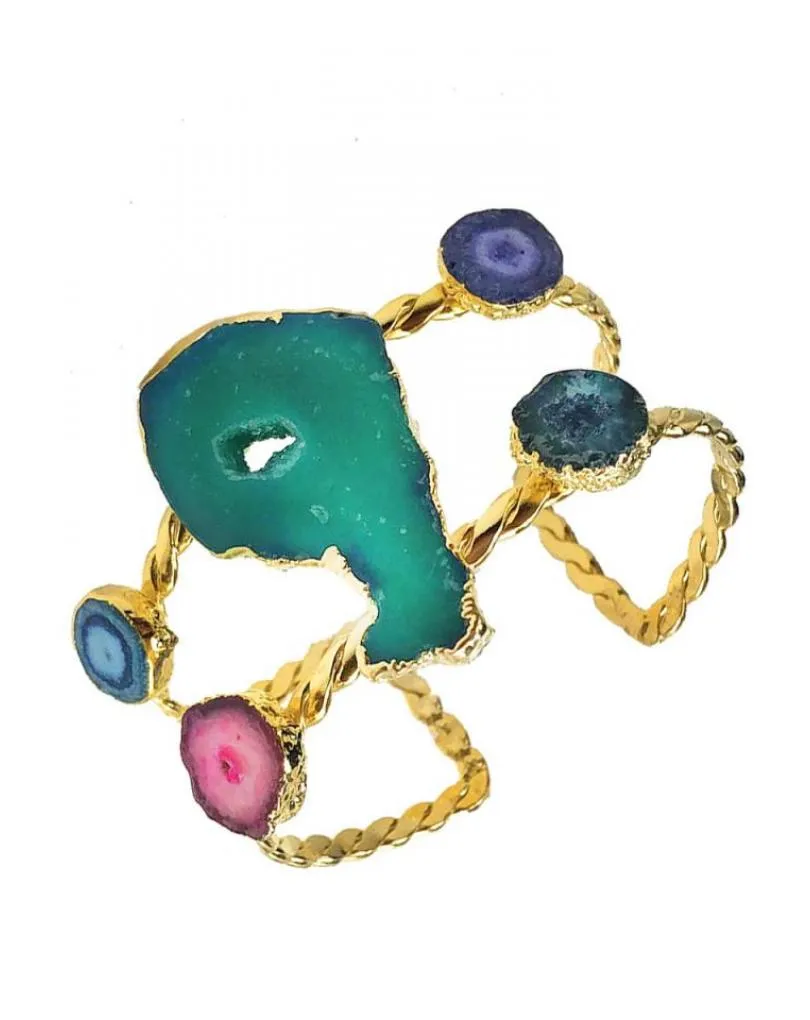 PULSERAS VERDES Y DORADAS GRAN BRAZALETE CON PEDRERIA