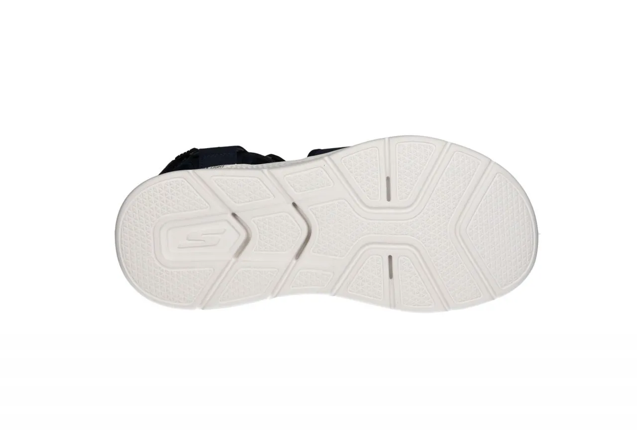 Sandalia Azul Velcro 3 Tiras Piso Blanco