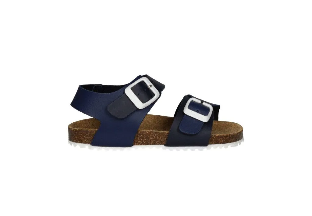 Sandalia Bio Azul 2 Hebillas Metal Blanco