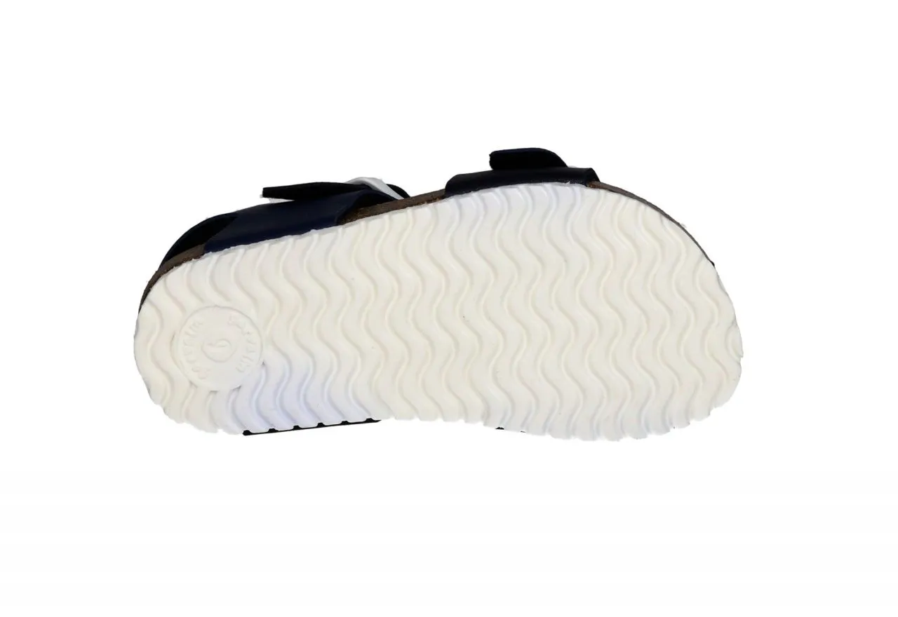 Sandalia Bio Azul 2 Hebillas Metal Blanco