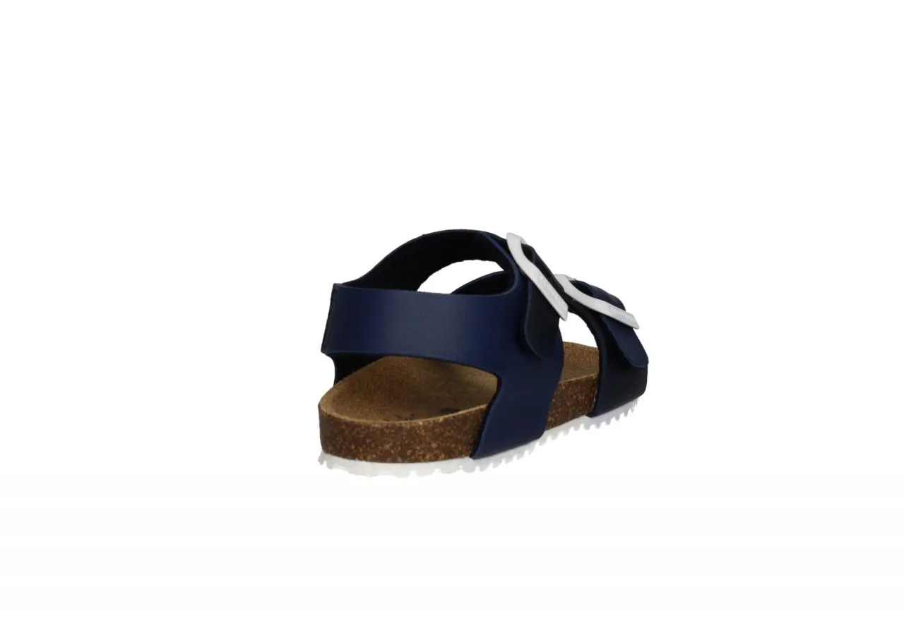 Sandalia Bio Azul 2 Hebillas Metal Blanco