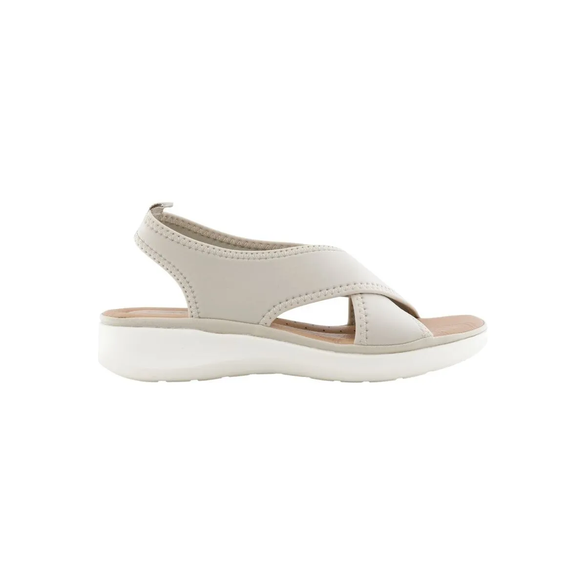 SANDALIA CONFORT KANGAROOS TEXTILPIEL CUÑITA MUJER BEIGE