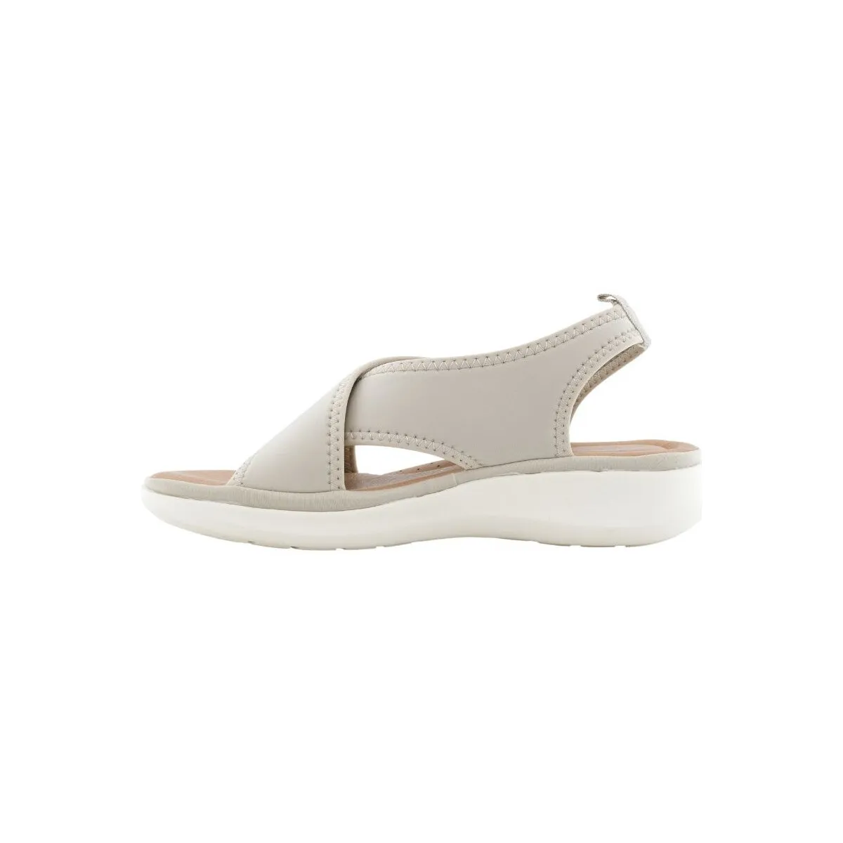 SANDALIA CONFORT KANGAROOS TEXTILPIEL CUÑITA MUJER BEIGE