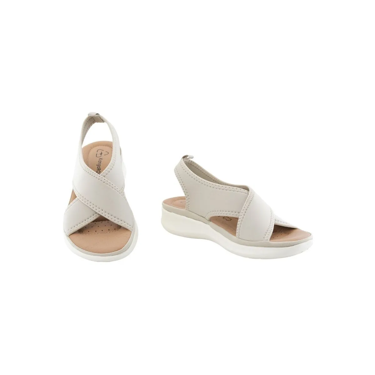 SANDALIA CONFORT KANGAROOS TEXTILPIEL CUÑITA MUJER BEIGE