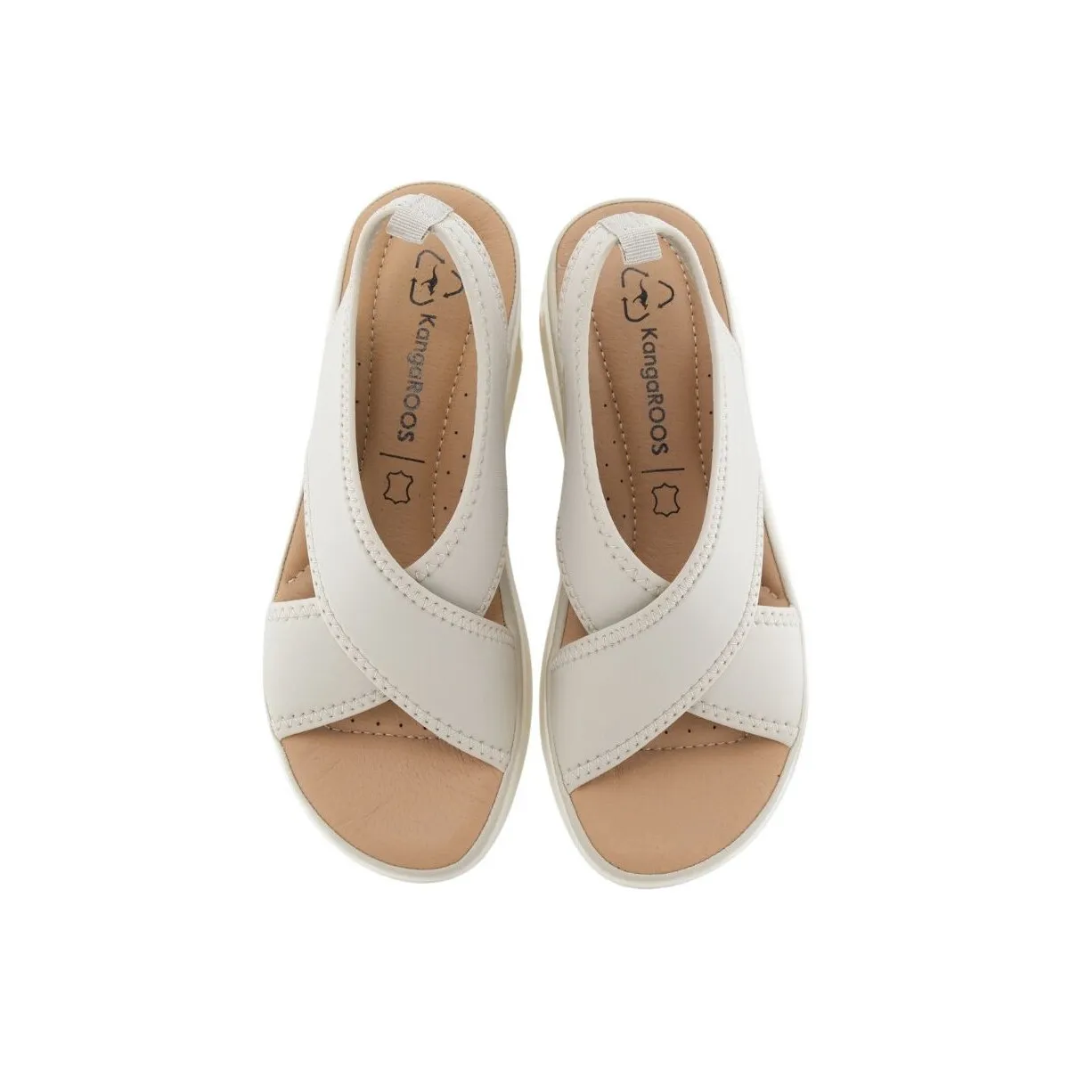 SANDALIA CONFORT KANGAROOS TEXTILPIEL CUÑITA MUJER BEIGE