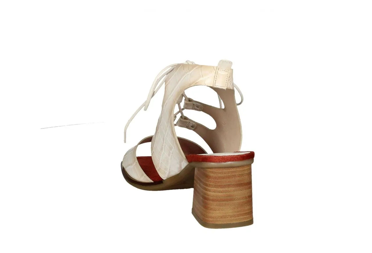 Sandalia Cordones Piel Beige Coco Talon Abierto