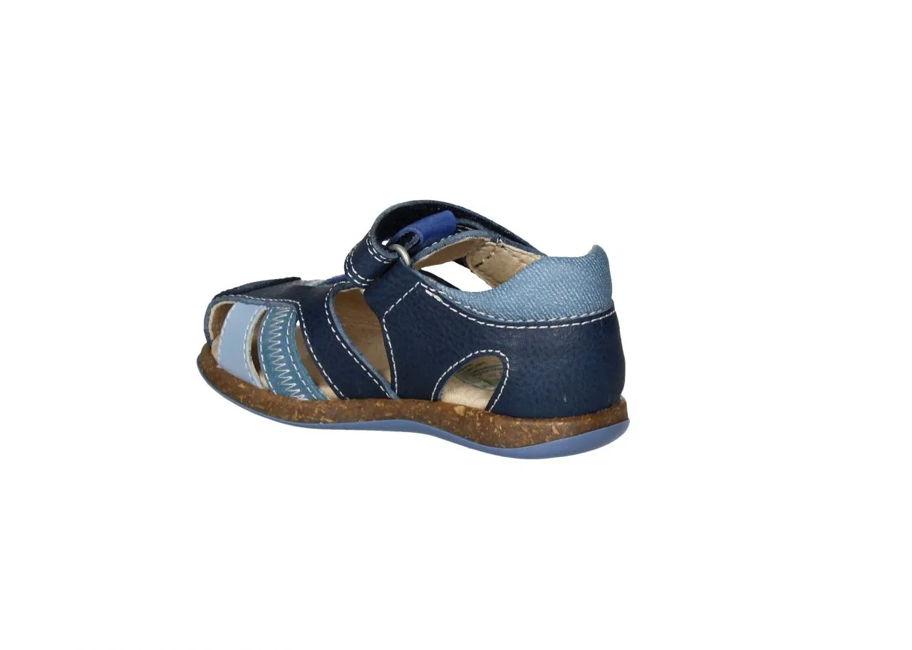 Sandalia Cubierta Velcro Piel Azul/jeans/celeste