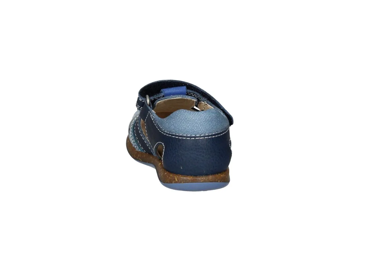 Sandalia Cubierta Velcro Piel Azul/jeans/celeste