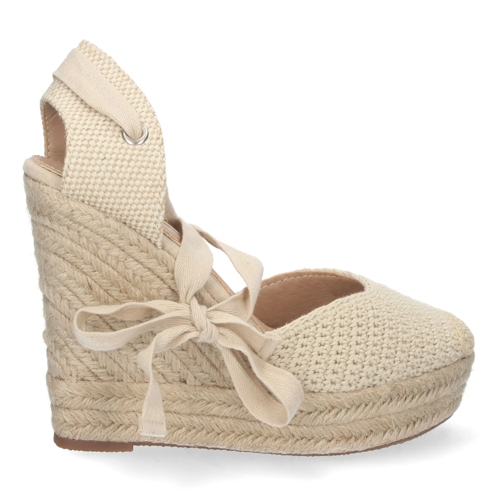 Sandalia de cuña pala cerrada mujer color beige