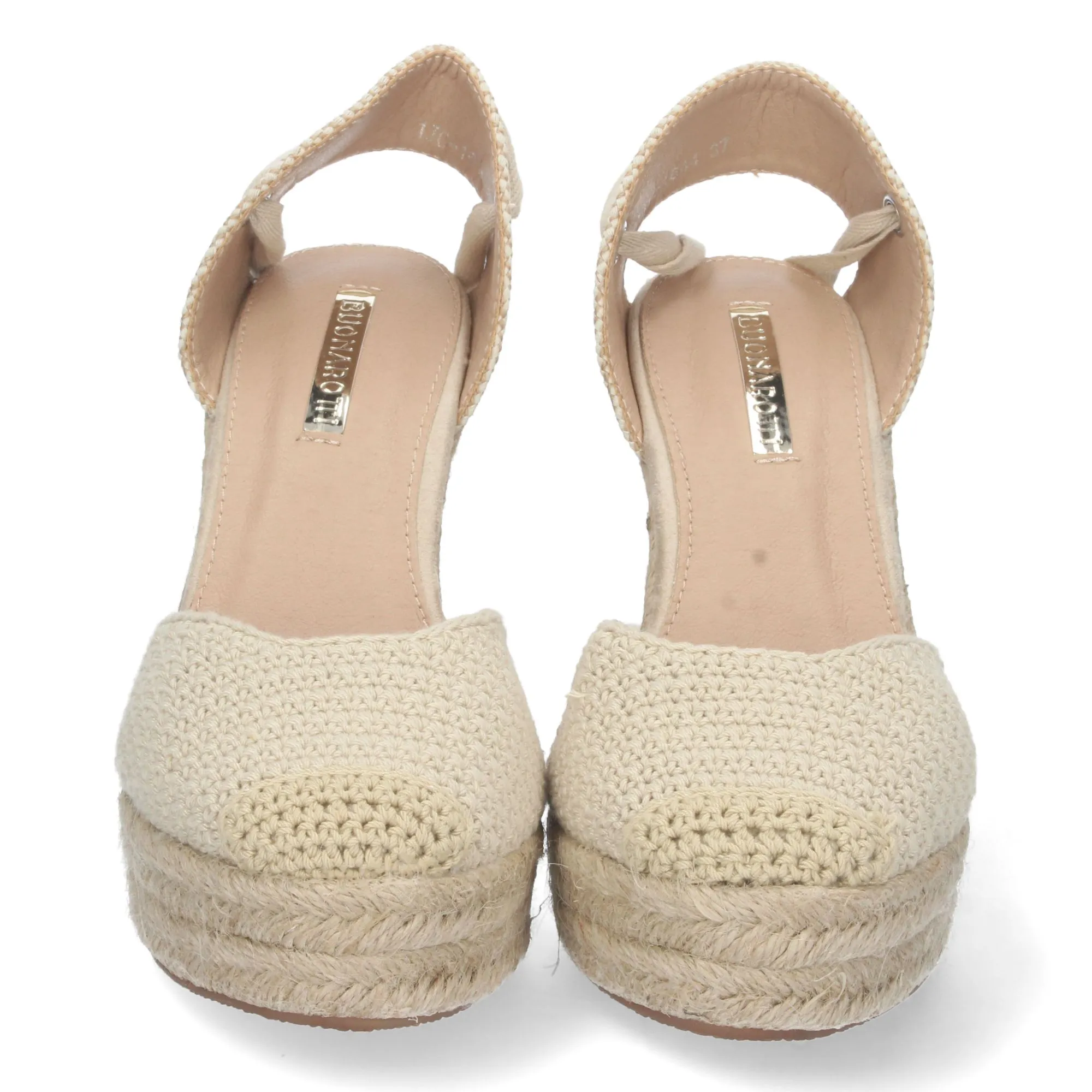 Sandalia de cuña pala cerrada mujer color beige