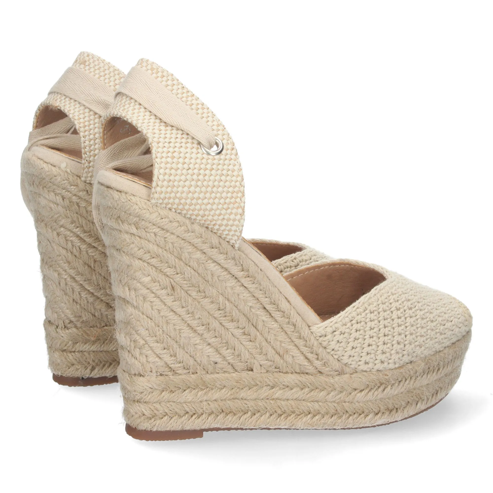 Sandalia de cuña pala cerrada mujer color beige