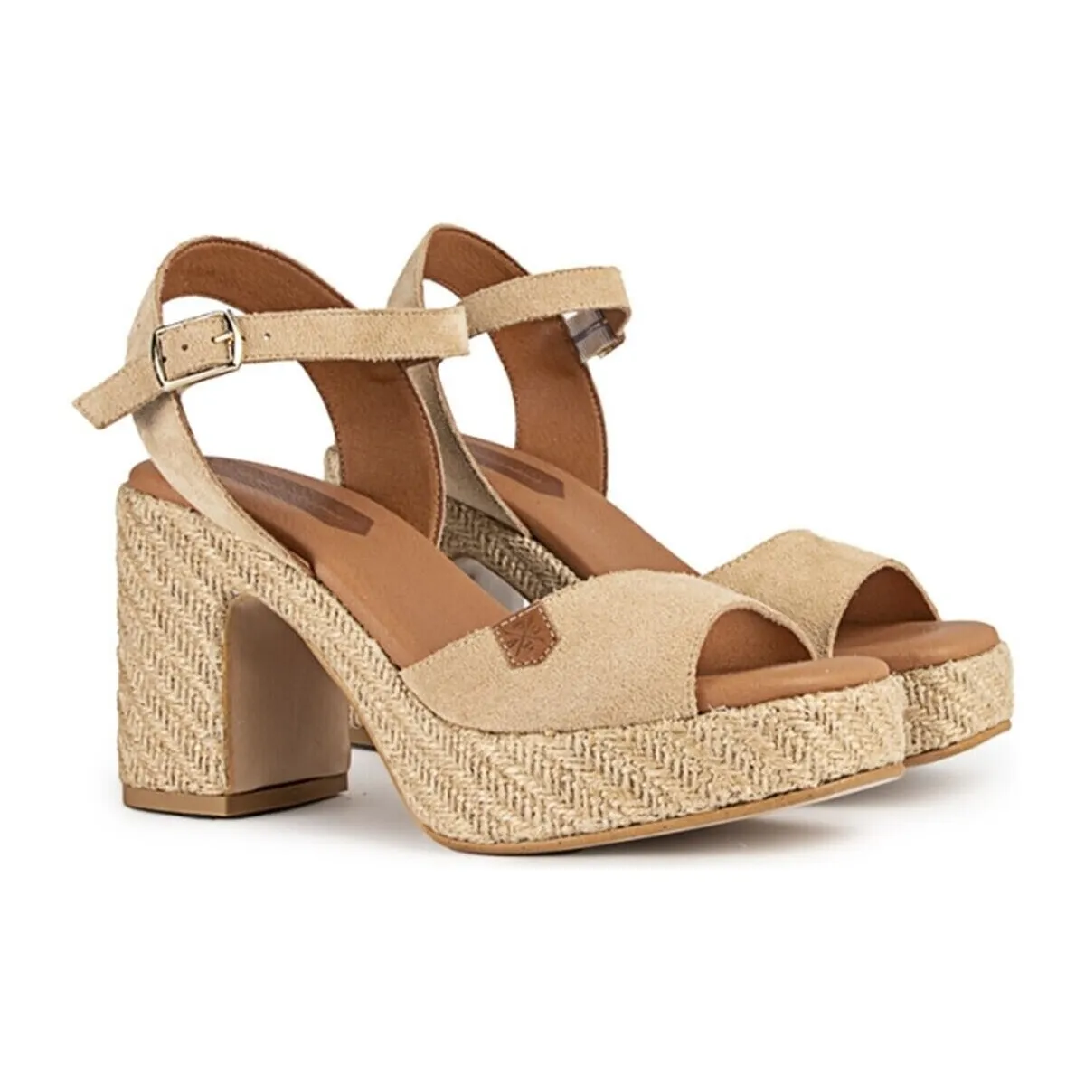 SANDALIA DE TACÓN DE YUTE  MARSELLA SERRAJE BEIGE