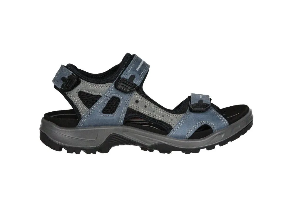 Sandalia Nobuck Azul Tres Velcros Planta Negra