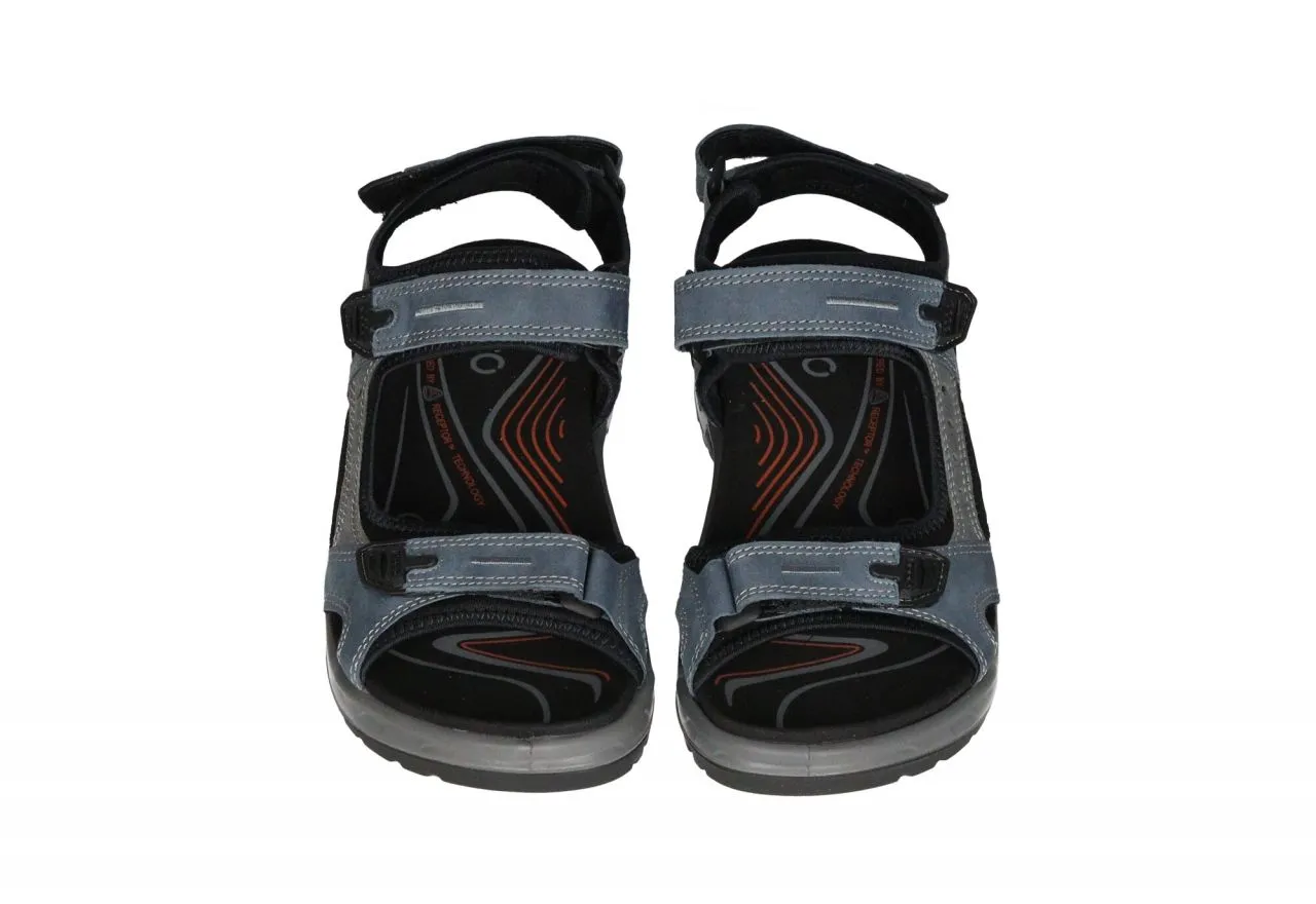 Sandalia Nobuck Azul Tres Velcros Planta Negra