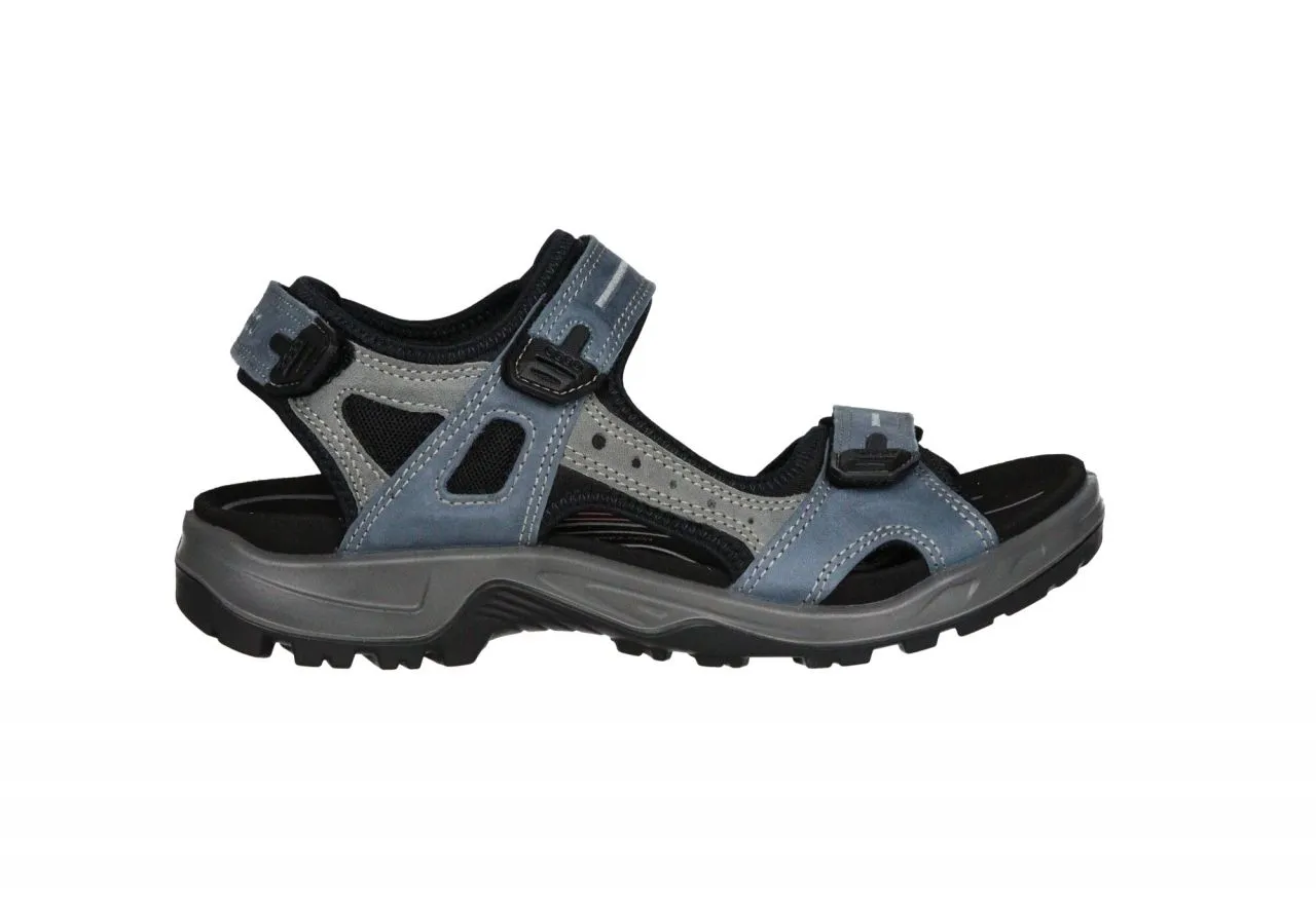 Sandalia Nobuck Azul Tres Velcros Planta Negra