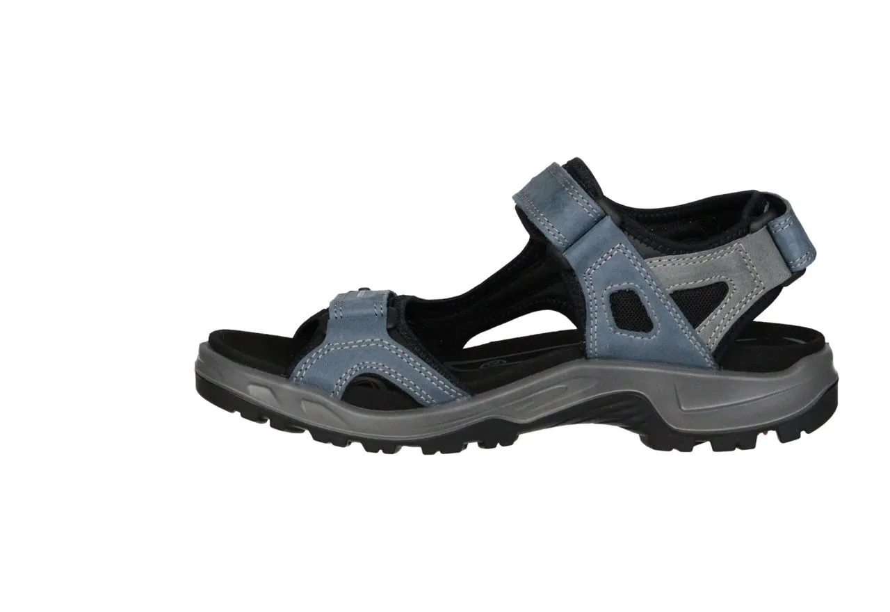 Sandalia Nobuck Azul Tres Velcros Planta Negra