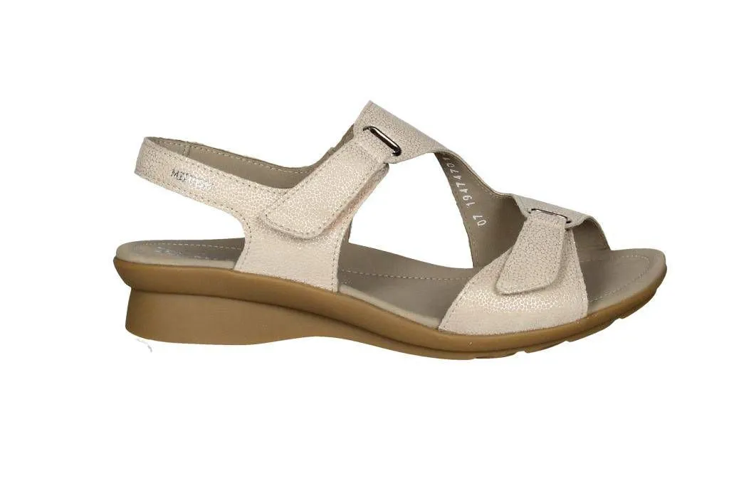 Sandalia Nobuck Beige 2 Tiras Velcro Piso Goma