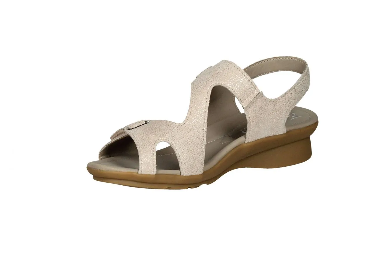 Sandalia Nobuck Beige 2 Tiras Velcro Piso Goma