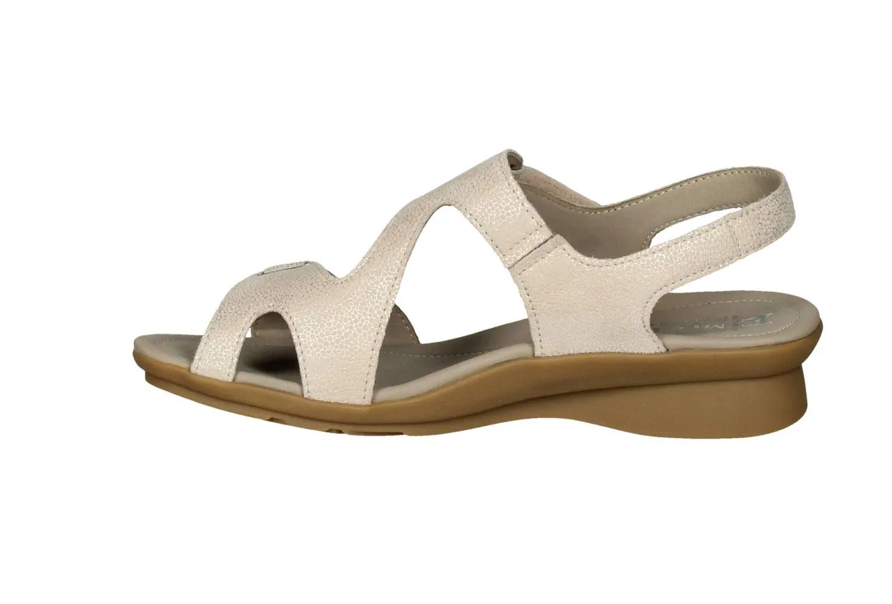 Sandalia Nobuck Beige 2 Tiras Velcro Piso Goma