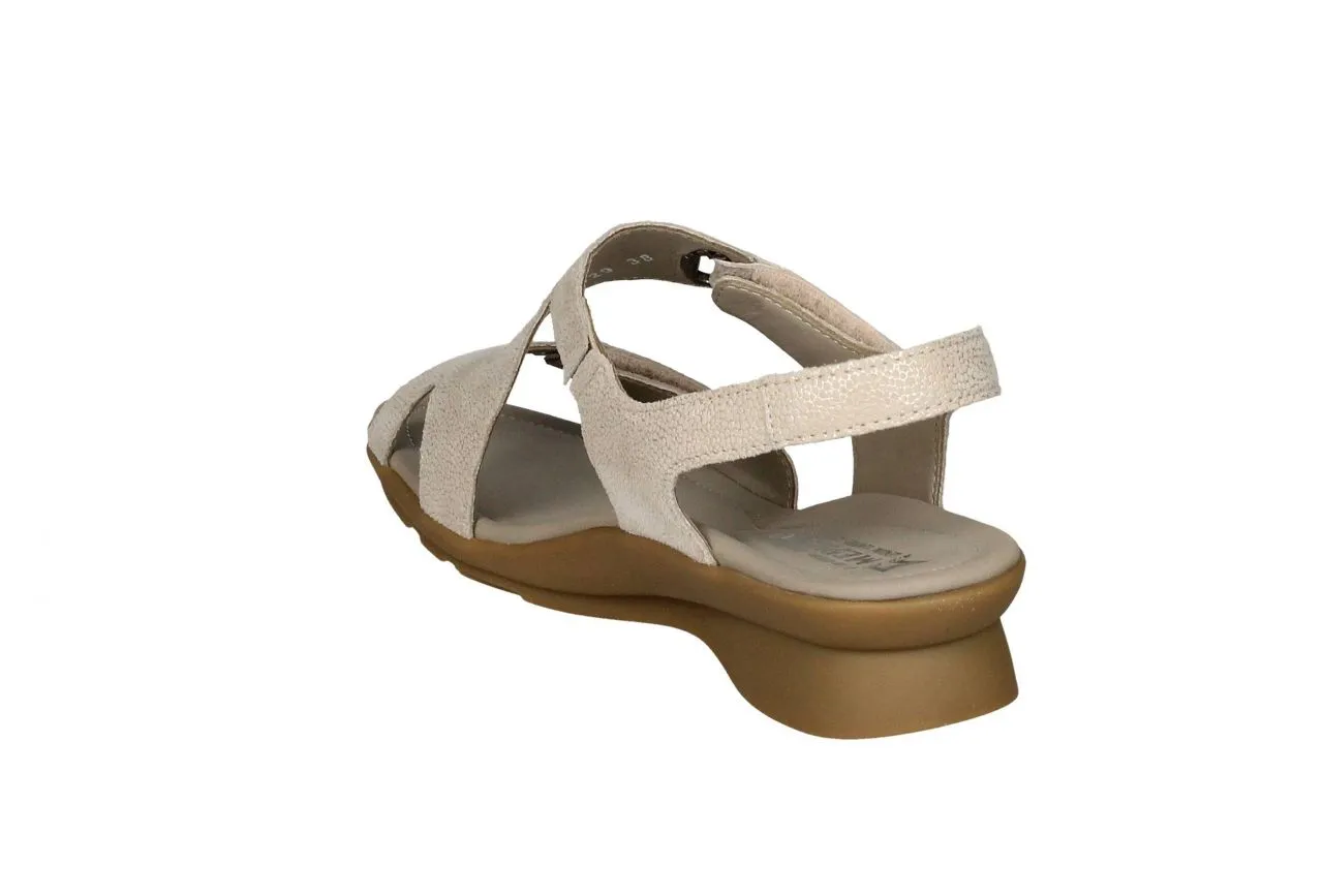 Sandalia Nobuck Beige 2 Tiras Velcro Piso Goma
