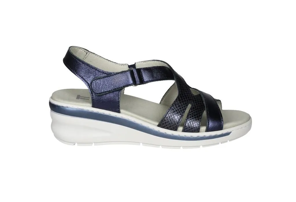 Sandalia Piel Azul Pala Cruzada Plantille Extraible
