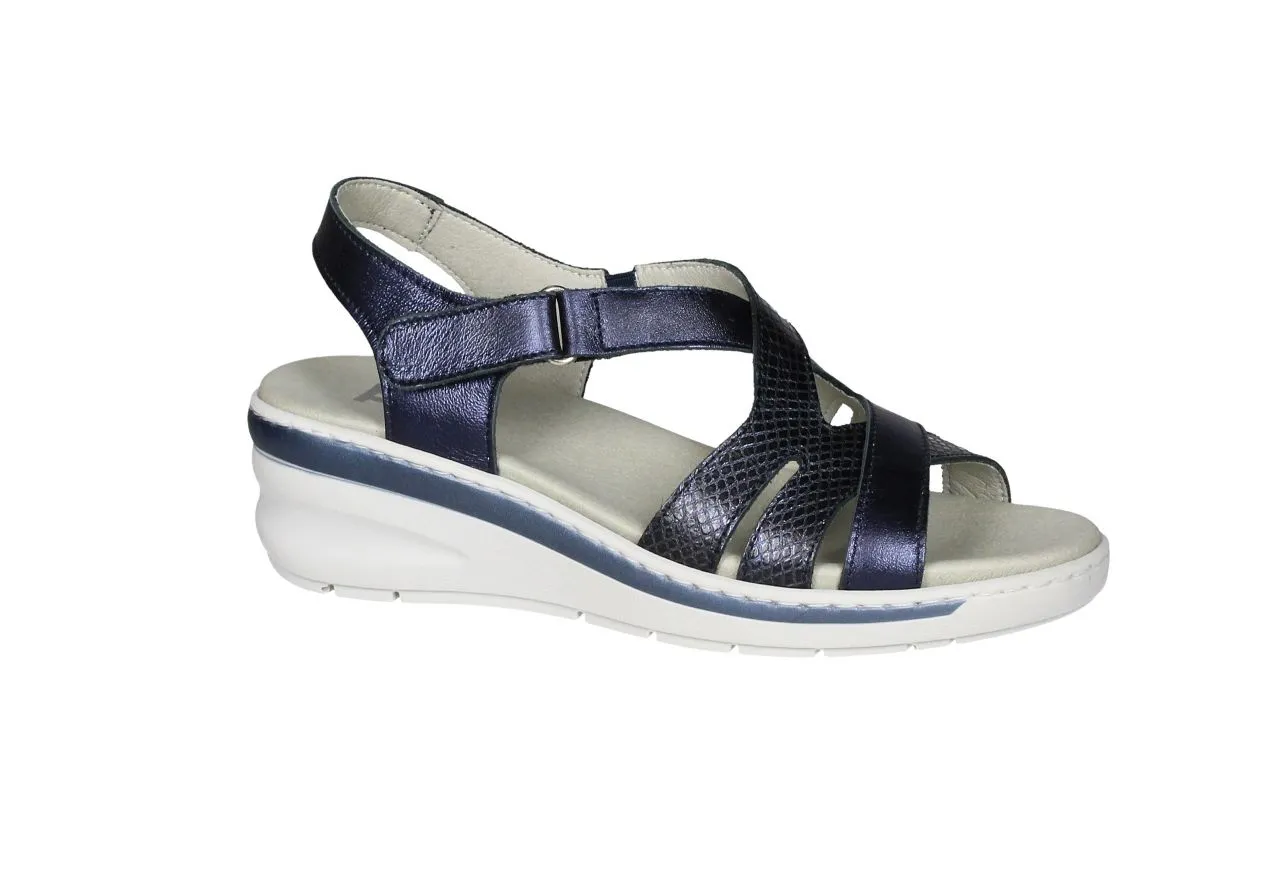Sandalia Piel Azul Pala Cruzada Plantille Extraible