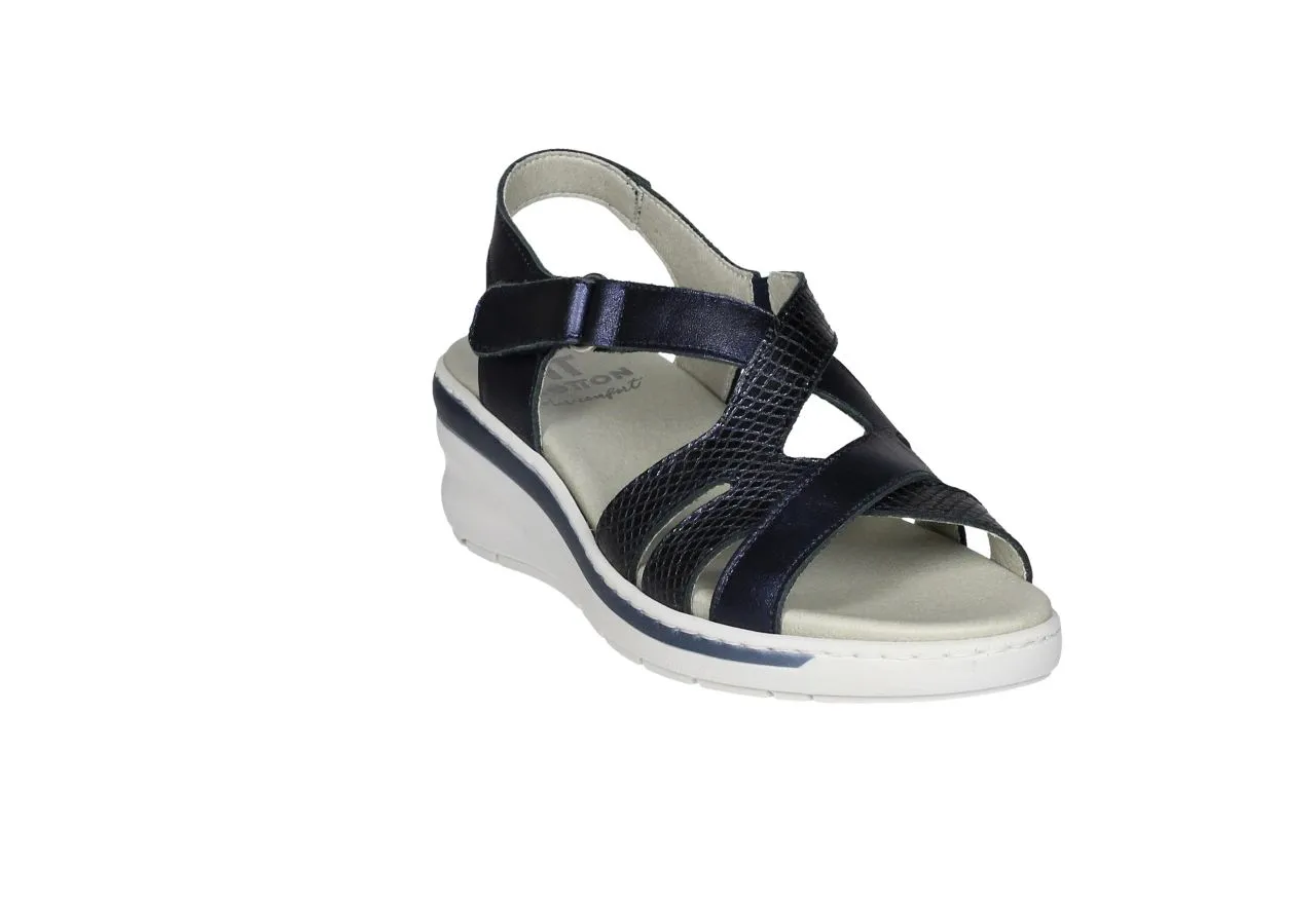 Sandalia Piel Azul Pala Cruzada Plantille Extraible