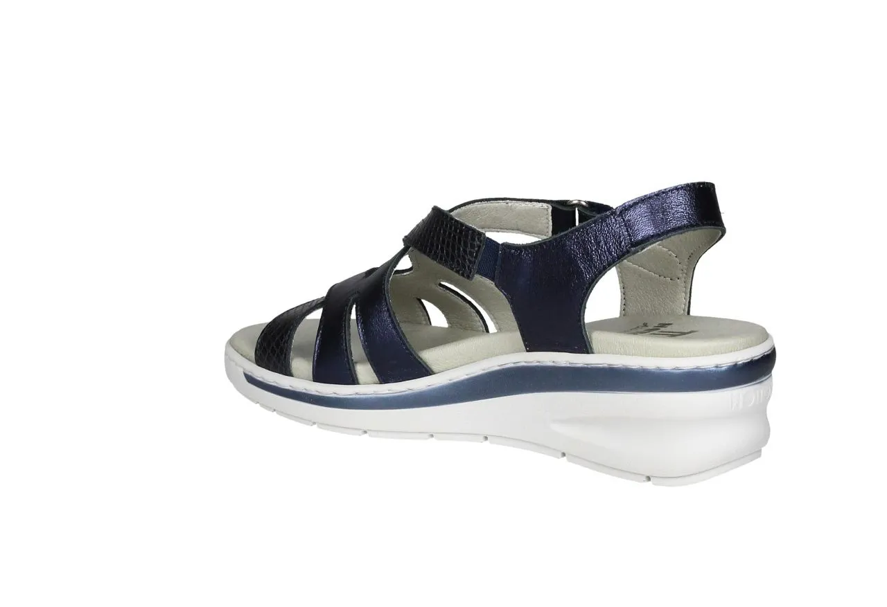 Sandalia Piel Azul Pala Cruzada Plantille Extraible