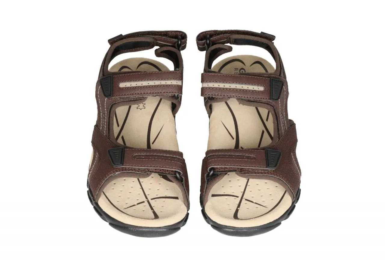 Sandalia Piel/nobuck Marron/beige 3 Velcros