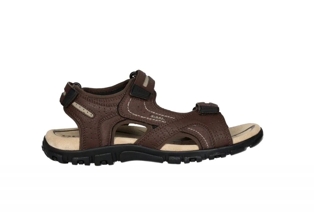 Sandalia Piel/nobuck Marron/beige 3 Velcros