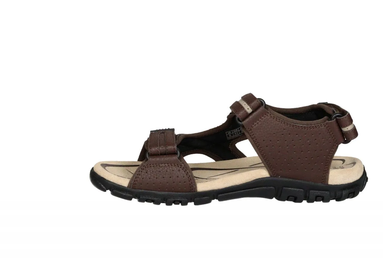 Sandalia Piel/nobuck Marron/beige 3 Velcros