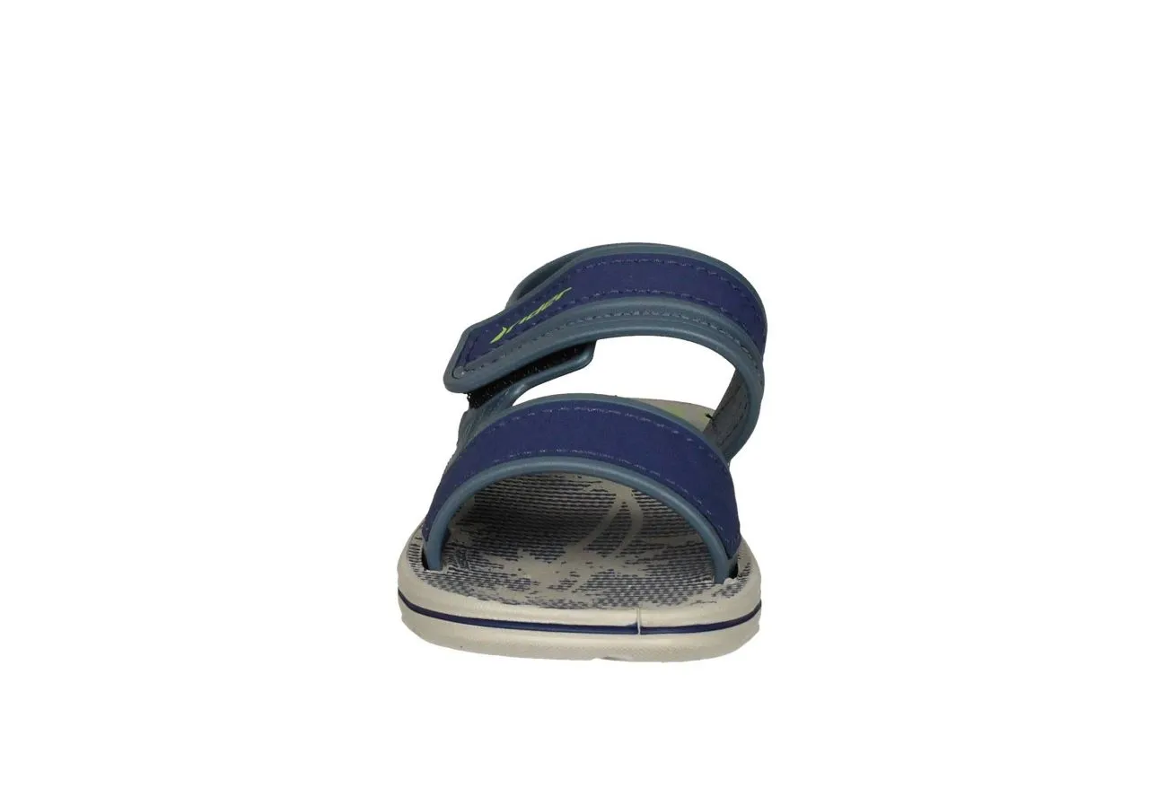 Sandalia Playa Azul Velcro Piso Gris Planta Rayas Azul/verde
