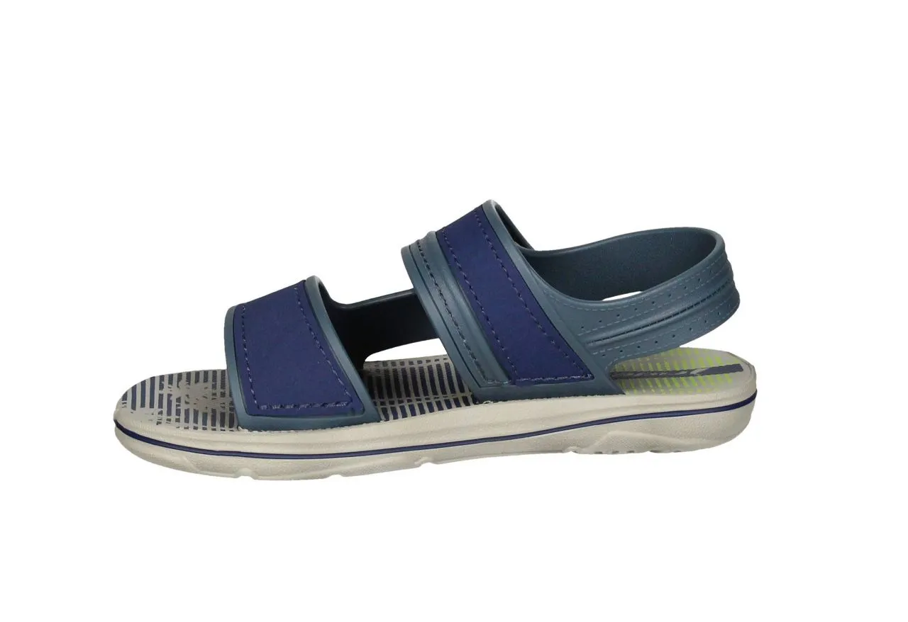 Sandalia Playa Azul Velcro Piso Gris Planta Rayas Azul/verde